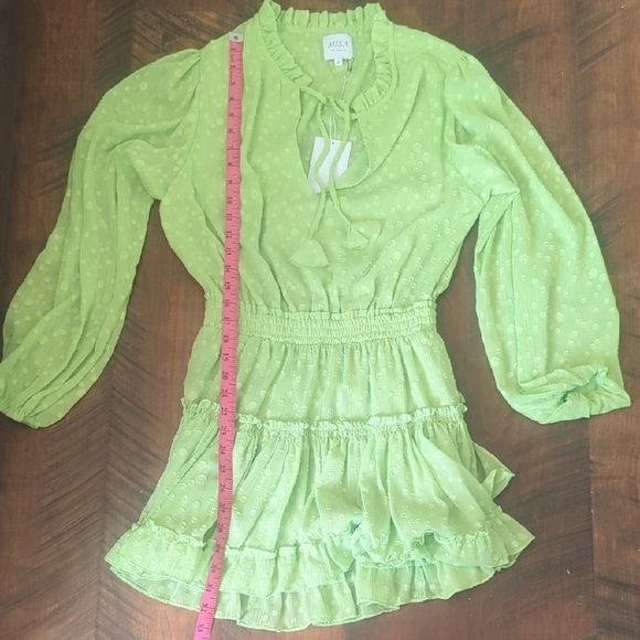 NWT Misa Los Angeles Light Green Long Sleeve Mini Dress S - Picture 7 of 7